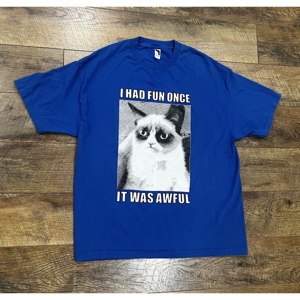 2000s Grumpy Cat "I Had Fun Once‎ It Was Awful" Early Internet Meme T-Shirt XL